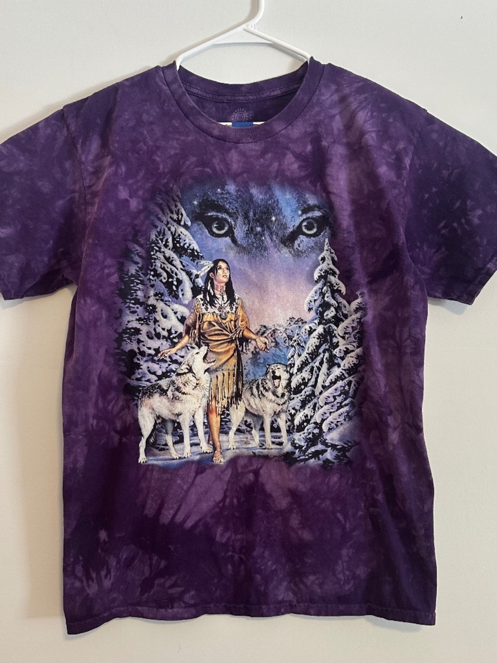 The Mountain Native Southwest Woman Print T-Shirt Large Purple Y2K Short Sleeve